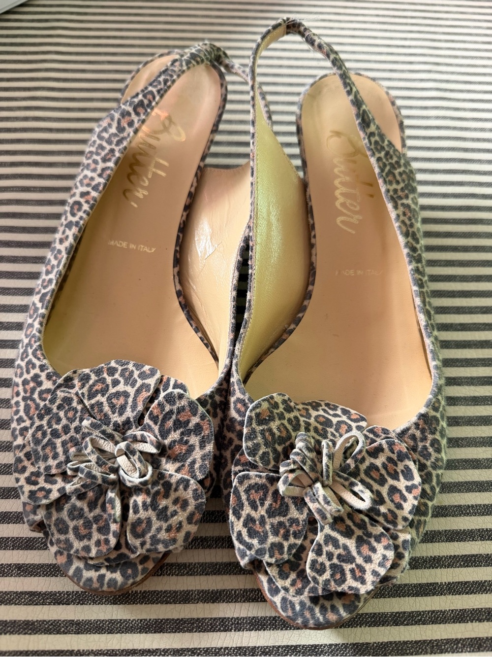 butter LONDON Leopard Print Slingback Heels with Floral Accent
